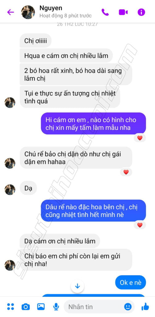 feedback dịch vụ hoa cầm tay cô dâu đẹp