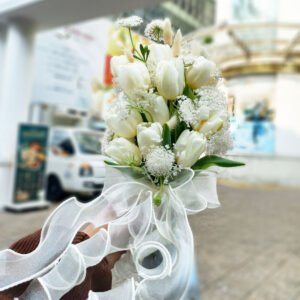 Tulip trắng mix Thúy Châu trắng tinh khôi