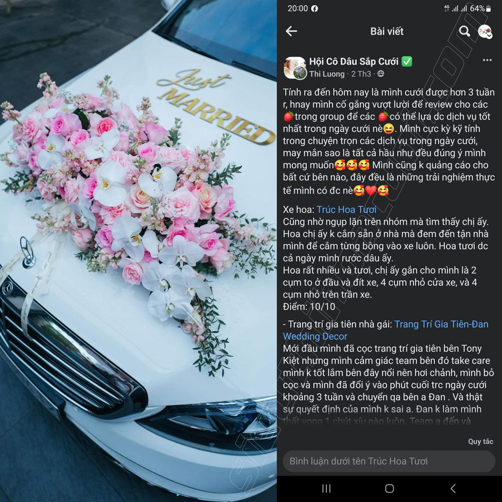 Dịch vụ trang trí xe hoa cưới tại nhà Hồ Chí Minh
