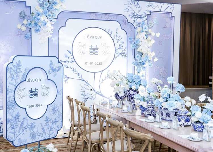 Ý nghĩa màu xanh dương trong đám cưới: Sự thanh lịch và sự thăng hoa của tình yêu 1 gia tien mau xanh duong